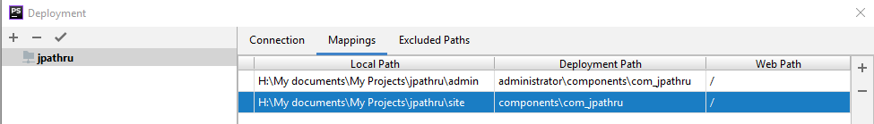 Параметры соответствия путей (маппинг) локльного сервера